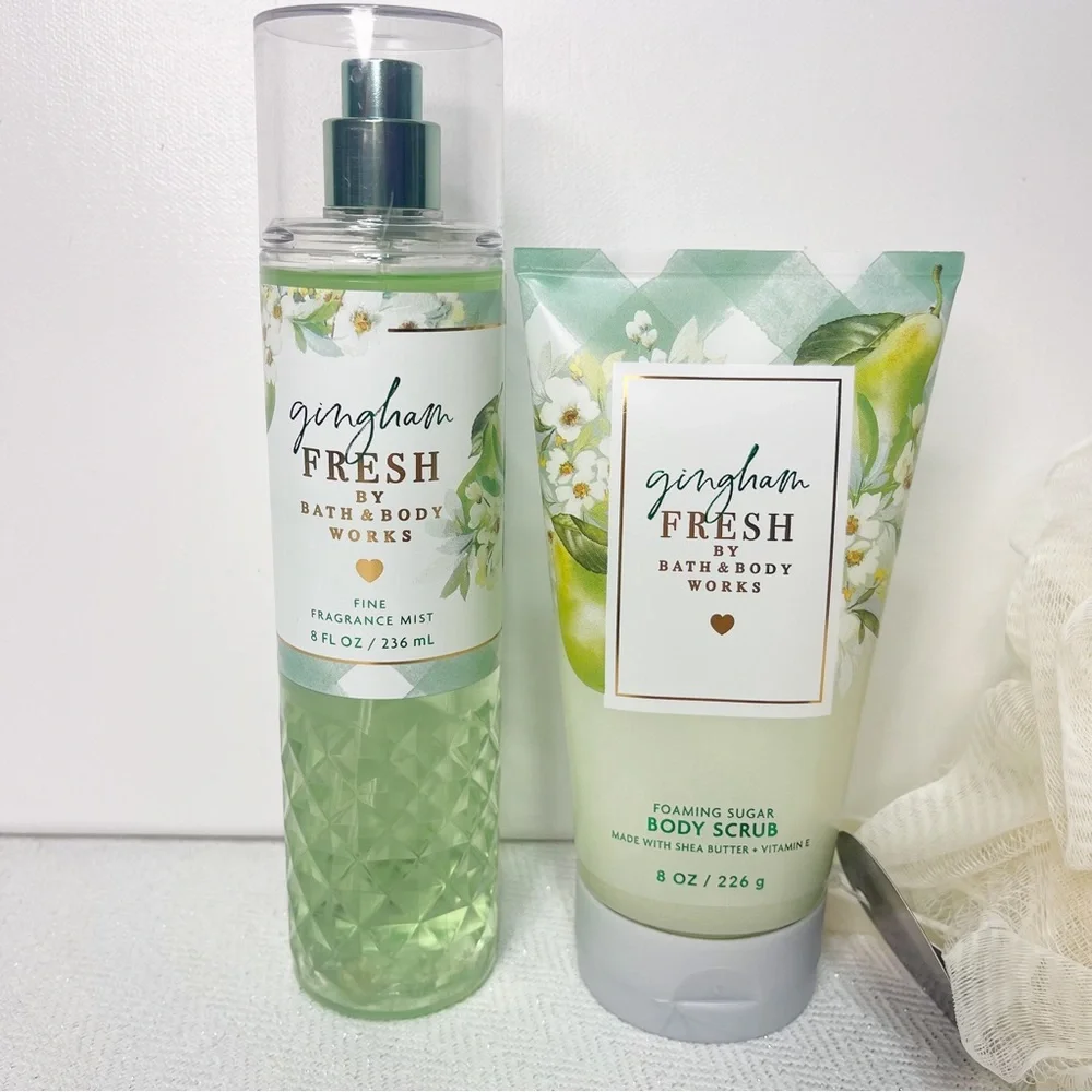 Bath & Body Works Gingham Fresh Body Scrub Loofah Gift Set NWT